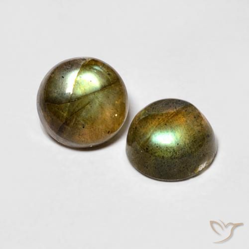 Gemas de Labradorita Multicolor natural de 2.06 ct, Redondo, Translúcido