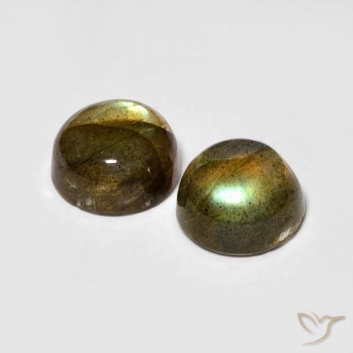 Gemas de Labradorita Multicolor natural de 2.06 ct, Redondo, Translúcido