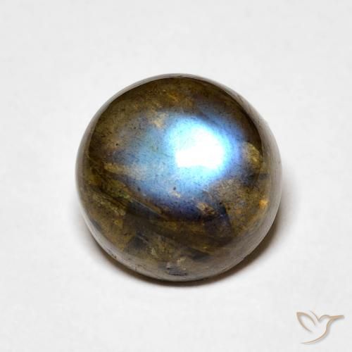 3.59ct Natural Multicolor labradorita, Redondo, Translúcido