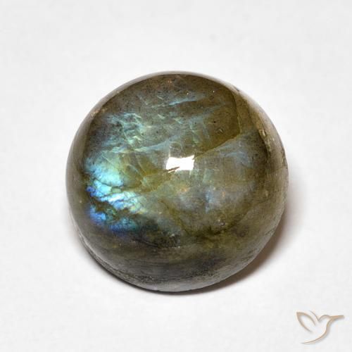 Labradorita Multicolor natural de 5.32 ct, Redondo, Translúcido