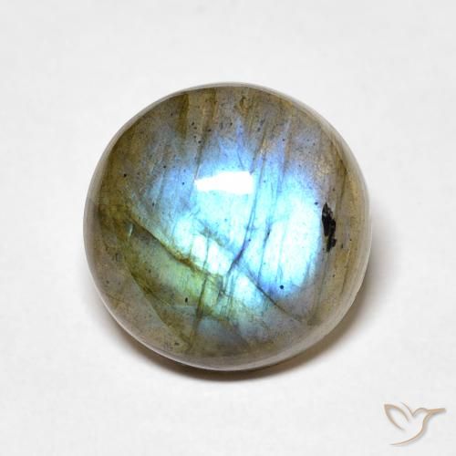 4.89ct Natural Multicolor labradorita, Redondo, Translúcido