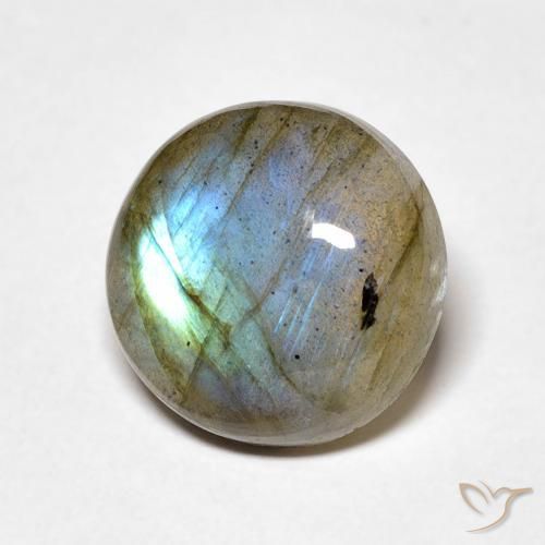 Labradorita Multicolor natural de 4.89 ct, Redondo, Translúcido