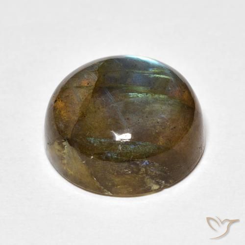 Labradorita Multicolor natural de 14.33 ct, Redondo, Translúcido