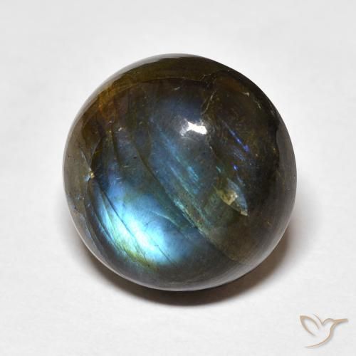Labradorita Multicolor natural de 12.97 ct, Redondo, Translúcido