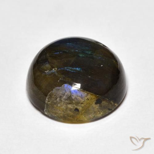 Labradorita Multicolor natural de 12.97 ct, Redondo, Translúcido