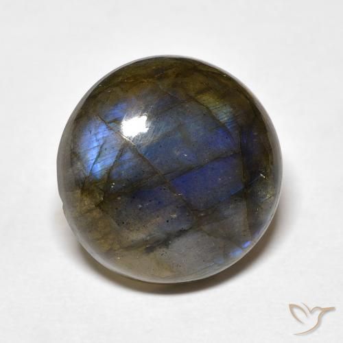 Labradorita Multicolor natural de 10.80 ct, Redondo, Translúcido