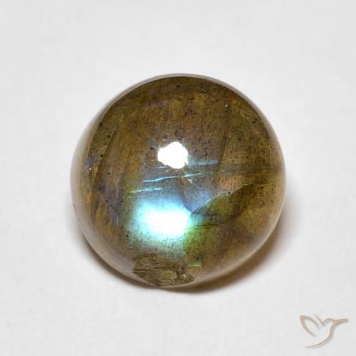 3.68ct Natural Multicolor labradorita, Redondo, Translúcido