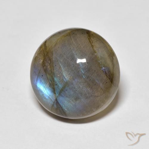 Labradorita Multicolor natural de 14.37 ct, Redondo, Translúcido