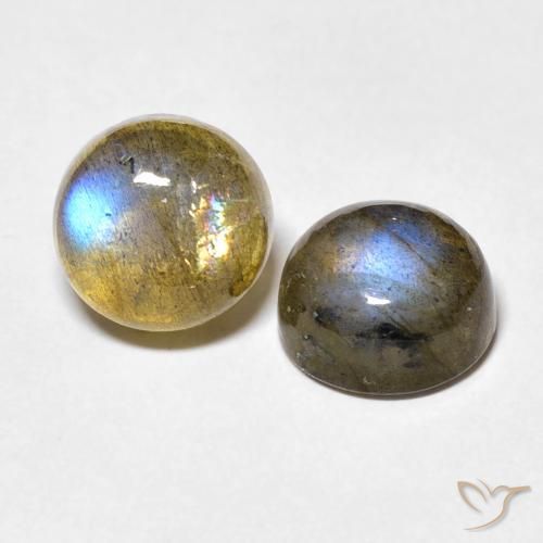 Gemas de Labradorita Multicolor natural de 5.02 ct, Redondo, Transparente