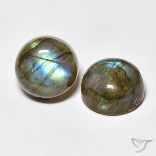 Gemas de Labradorita Multicolor natural de 7.17 ct, Redondo, Translúcido