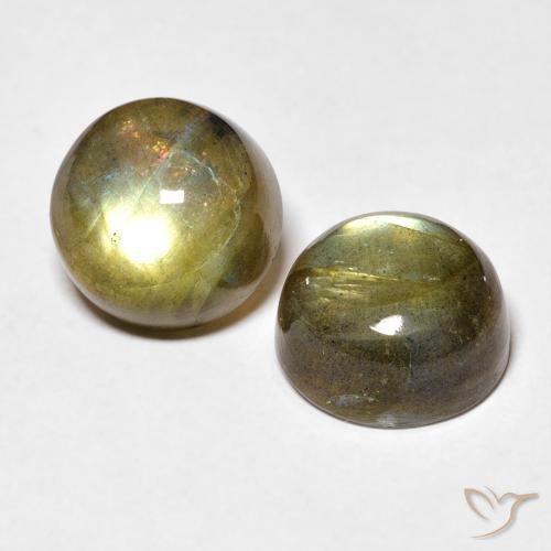 Gemas de Labradorita Multicolor natural de 10.14 ct, Redondo, Translúcido