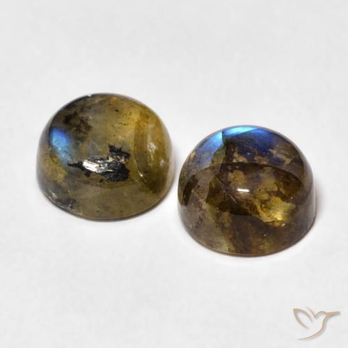 Gemas de Labradorita Multicolor natural de 3.63 ct, Redondo, Translúcido