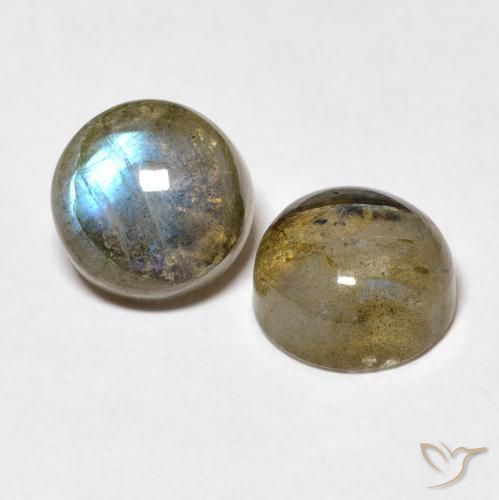 Gemas de Labradorita Multicolor natural de 5.18 ct, Redondo, Translúcido