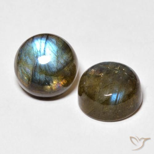 Gemas de Labradorita Multicolor natural de 9.92 ct, Redondo, Translúcido