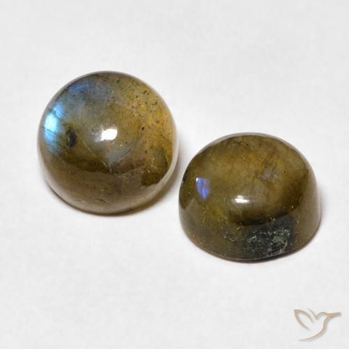 Gemas de Labradorita Multicolor natural de 3.48 ct, Redondo, Translúcido