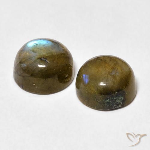 Gemas de Labradorita Multicolor natural de 3.48 ct, Redondo, Translúcido