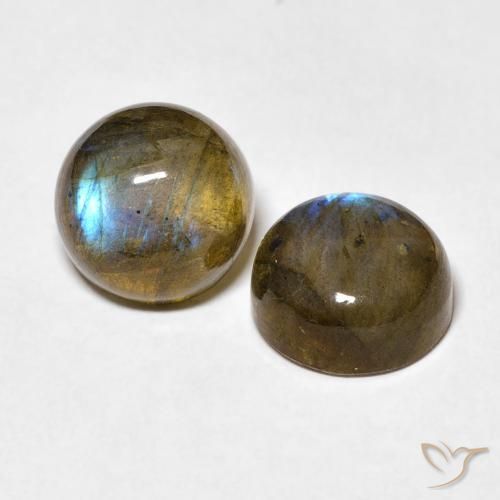 Gemas de Labradorita Multicolor natural de 5.06 ct, Redondo, Opaco