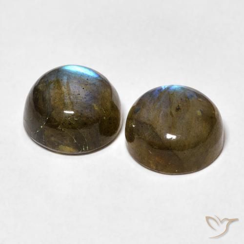Gemas de Labradorita Multicolor natural de 5.06 ct, Redondo, Opaco