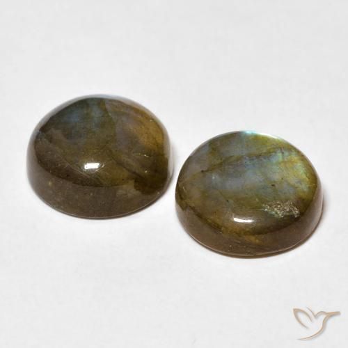 Gemas de Labradorita Multicolor natural de 7.40 ct, Redondo, Opaco