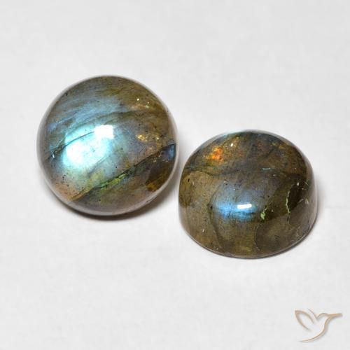 Gemas de Labradorita Multicolor natural de 7.43 ct, Redondo, Translúcido