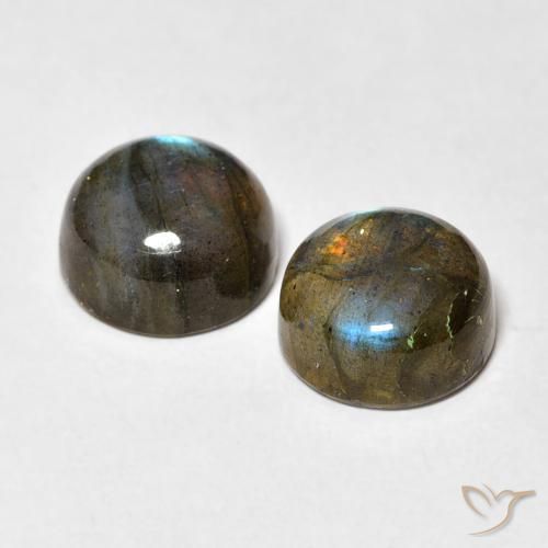 Gemas de Labradorita Multicolor natural de 7.43 ct, Redondo, Translúcido