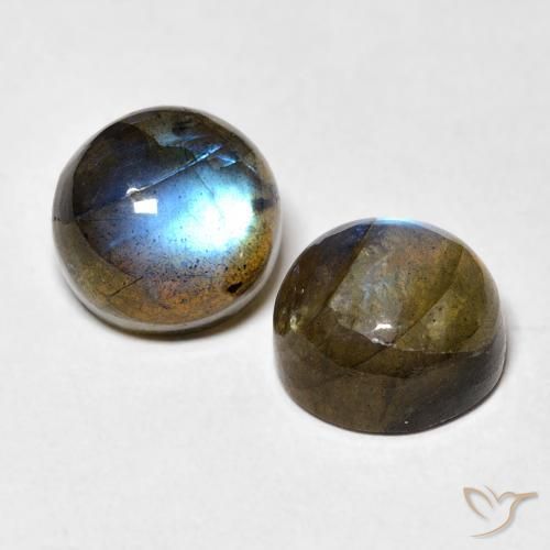 Gemas de Labradorita Multicolor natural de 7.22 ct, Redondo, Translúcido