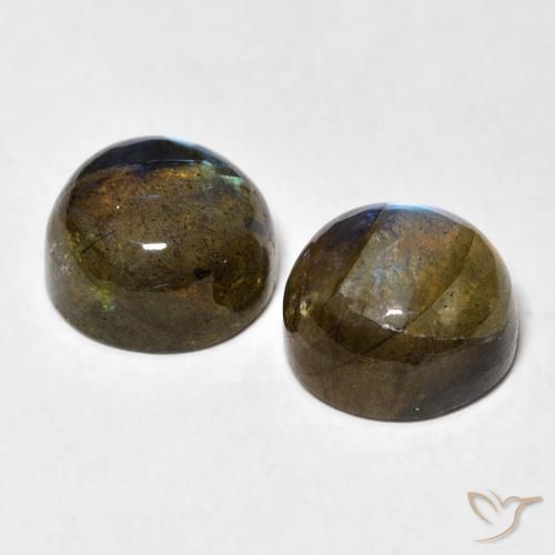 Gemas de Labradorita Multicolor natural de 7.22 ct, Redondo, Translúcido