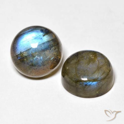 Gemas de Labradorita Multicolor natural de 12.56 ct, Redondo, Translúcido