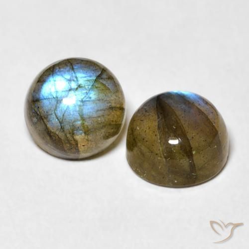 Gemas de Labradorita Multicolor natural de 3.64 ct, Redondo, Translúcido