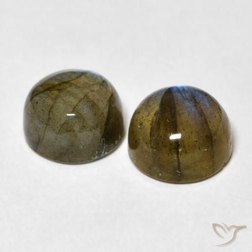 Gemas de Labradorita Multicolor natural de 3.64 ct, Redondo, Translúcido