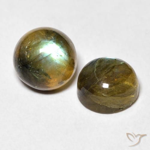 Gemas de Labradorita Multicolor natural de 3.74 ct, Redondo, Translúcido