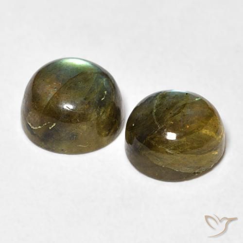 Gemas de Labradorita Multicolor natural de 3.74 ct, Redondo, Translúcido