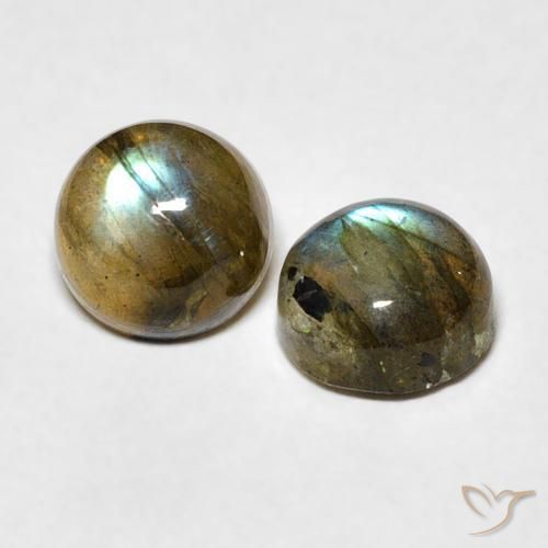 Gemas de Labradorita Multicolor natural de 2.10 ct, Redondo, Translúcido