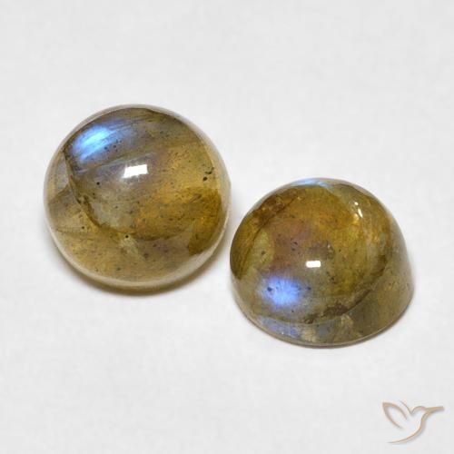 Gemas de Labradorita Multicolor natural de 2.24 ct, Redondo, Translúcido