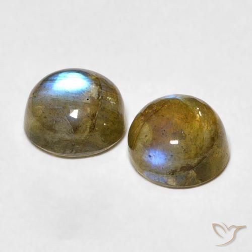 Gemas de Labradorita Multicolor natural de 2.24 ct, Redondo, Translúcido