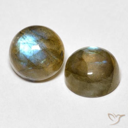 Gemas de Labradorita Multicolor natural de 5.32 ct, Redondo, Translúcido