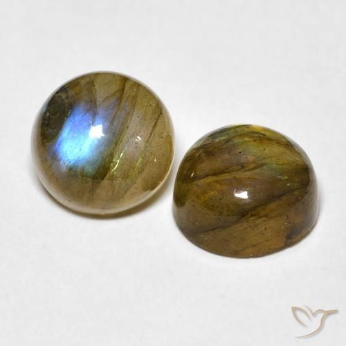 Gemas de Labradorita Multicolor natural de 4.98 ct, Redondo, Translúcido