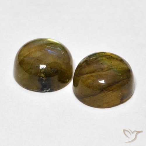 Gemas de Labradorita Multicolor natural de 4.98 ct, Redondo, Translúcido