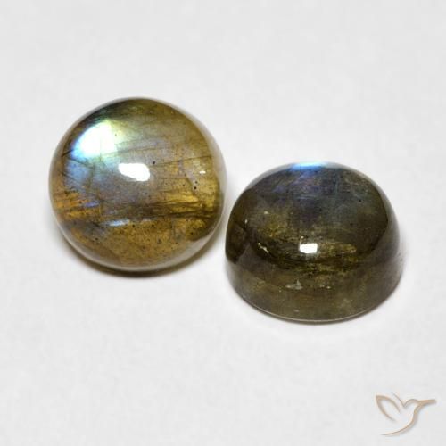 Gemas de Labradorita Multicolor natural de 3.48 ct, Redondo, Translúcido