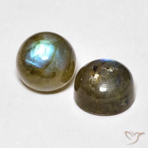Gemas de Labradorita Multicolor natural de 3.67 ct, Redondo, Translúcido