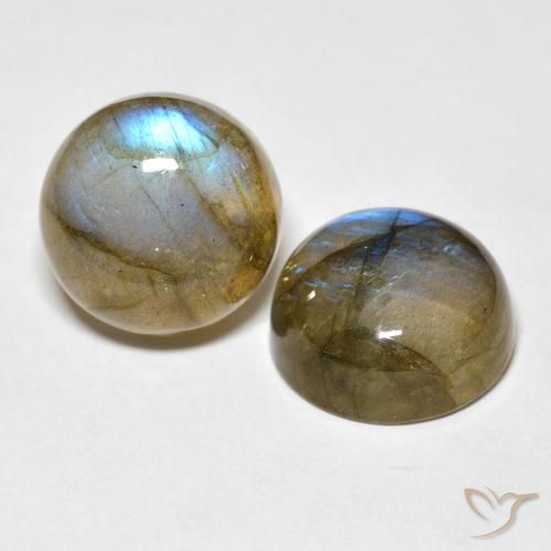 Gemas de Labradorita Multicolor natural de 18.54 ct, Redondo, Translúcido