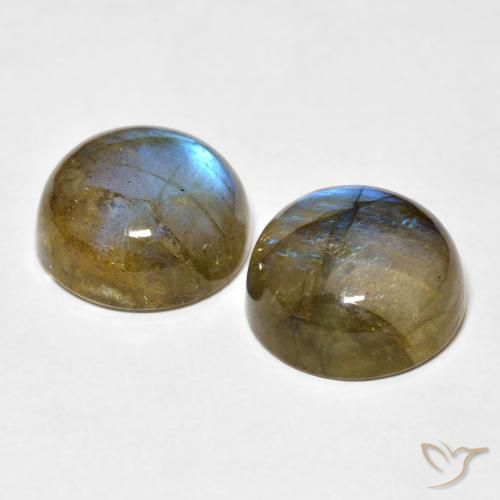 Gemas de Labradorita Multicolor natural de 18.54 ct, Redondo, Translúcido