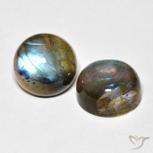 Gemas de Labradorita Multicolor natural de 11.44 ct, Redondo, Translúcido