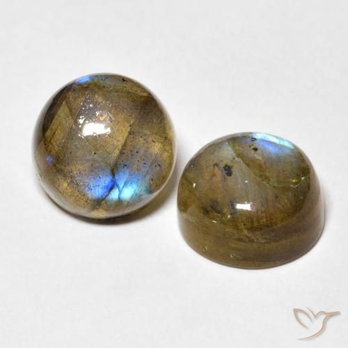 Gemas de Labradorita Multicolor natural de 10.15 ct, Redondo, Translúcido