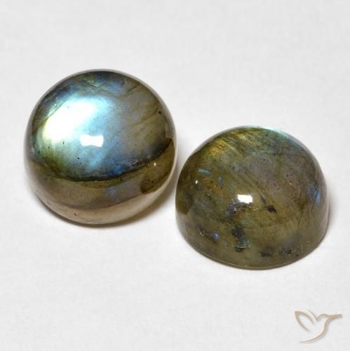 Gemas de Labradorita Multicolor natural de 10.13 ct, Redondo, Translúcido