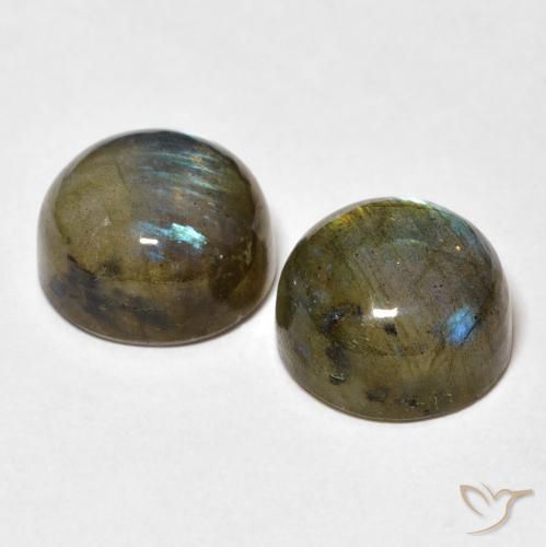Gemas de Labradorita Multicolor natural de 10.13 ct, Redondo, Translúcido