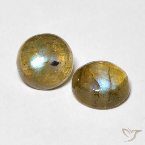 Gemas de Labradorita Multicolor natural de 2.92 ct, Redondo, Translúcido