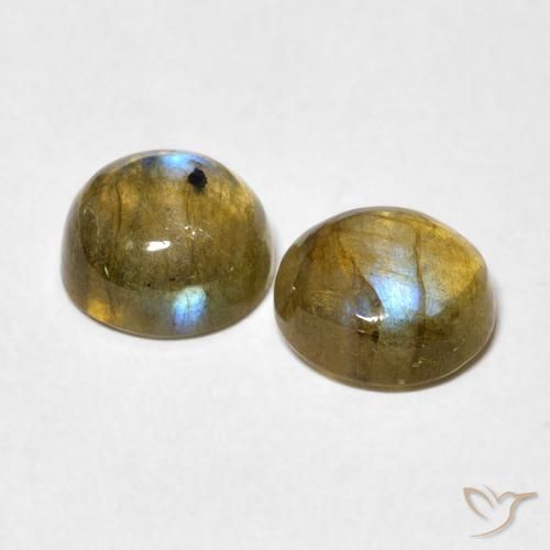 Gemas de Labradorita Multicolor natural de 2.92 ct, Redondo, Translúcido