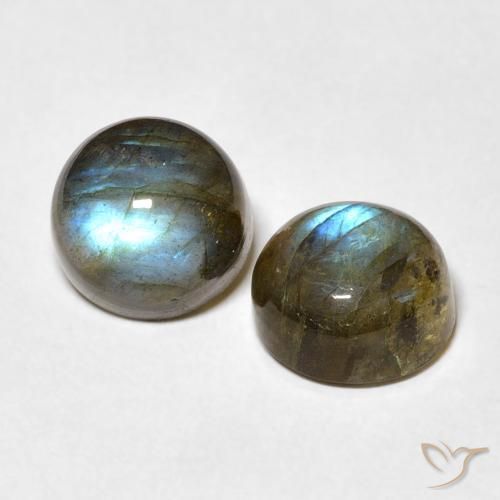 Gemas de Labradorita Multicolor natural de 5.42 ct, Redondo, Translúcido