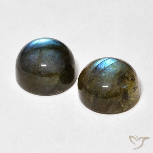 Gemas de Labradorita Multicolor natural de 5.42 ct, Redondo, Translúcido